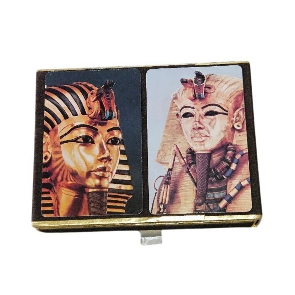 Vintage Congress Playing Cards King Tut Egyptian Double Deck Cel-U-Tone Finish